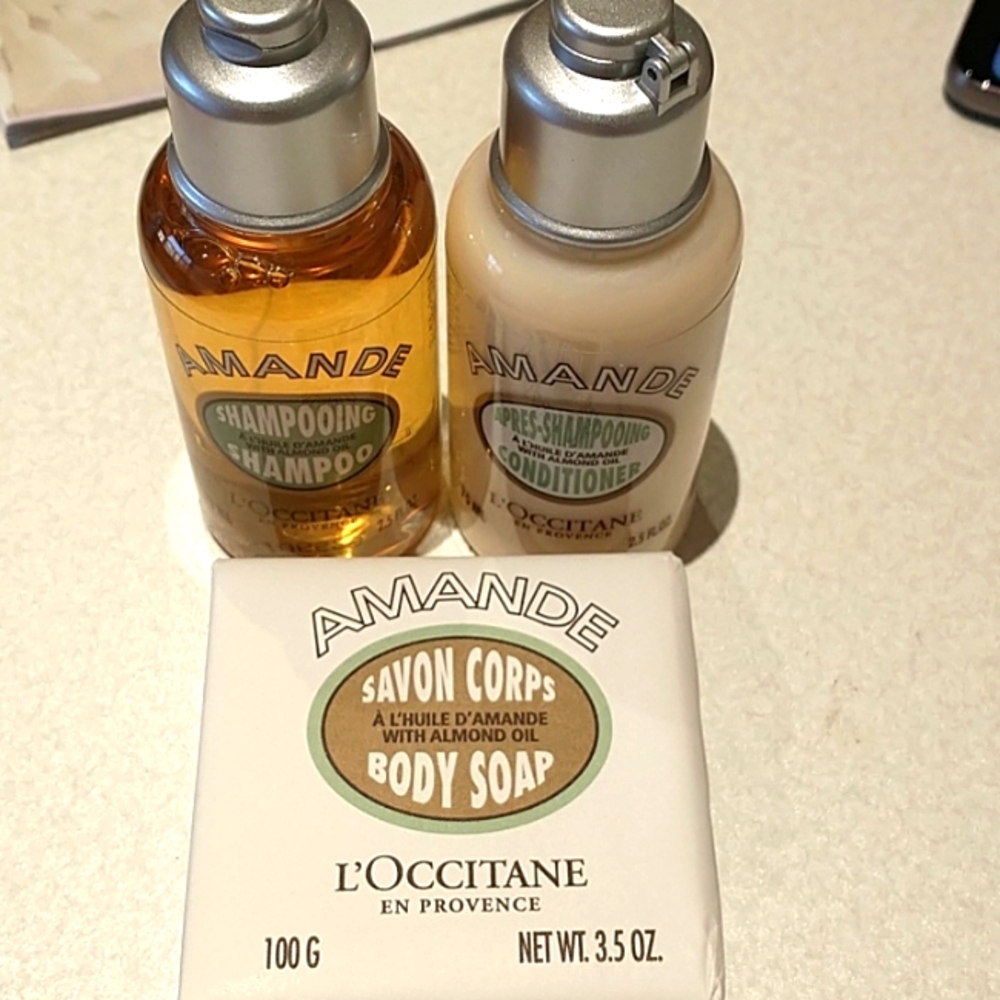 L'Occitane Almond Oil Shampoo and Conditioner Set with Soap